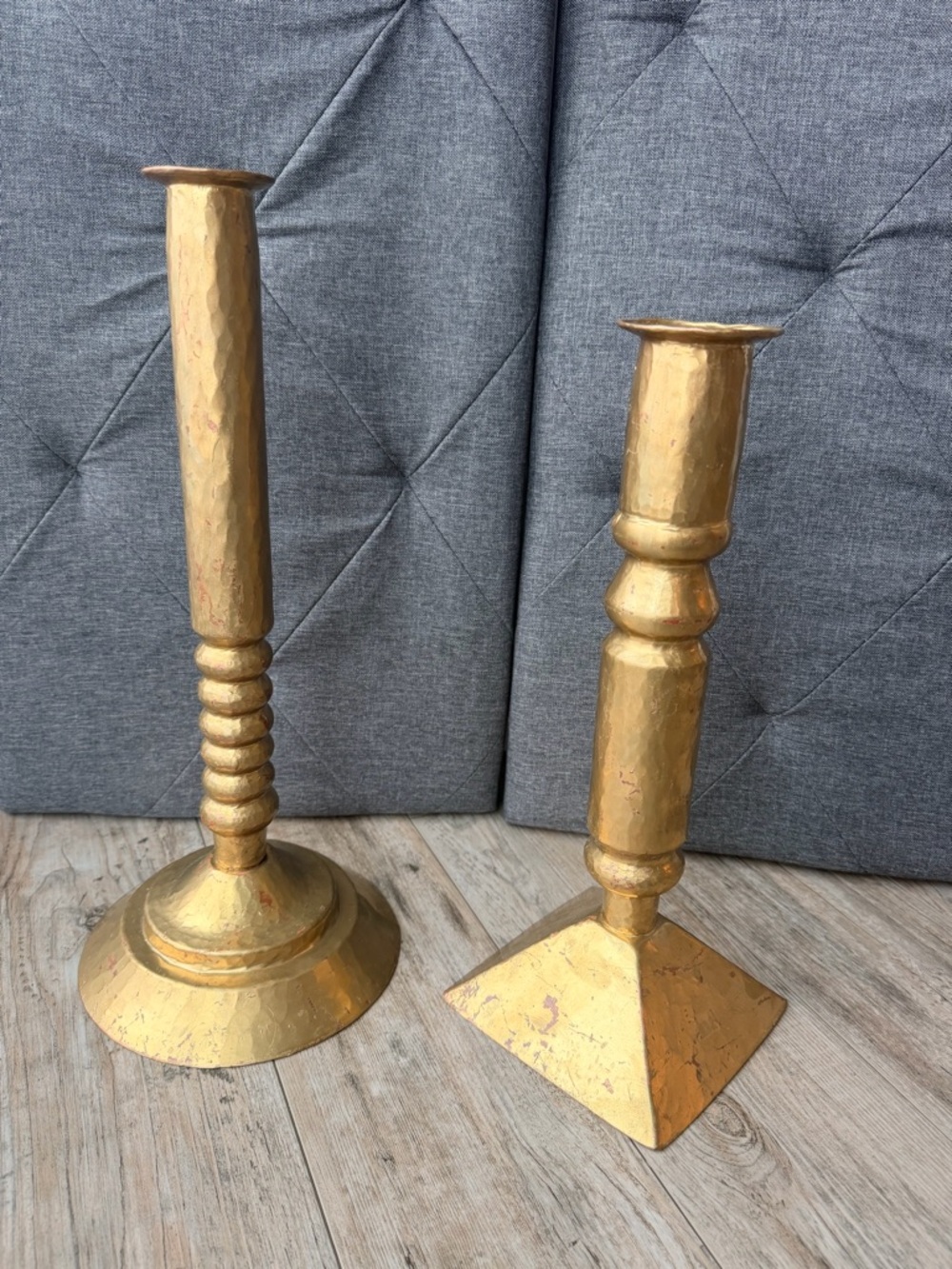 Handmade Vintage Style Copper Hammered Rose Ann Hall Designs Candlestick Holders
